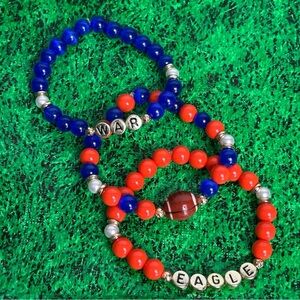 Auburn Tigers War Eagle Beaded Game Day Bracelet‎ Stack Blue and Orange Footbal